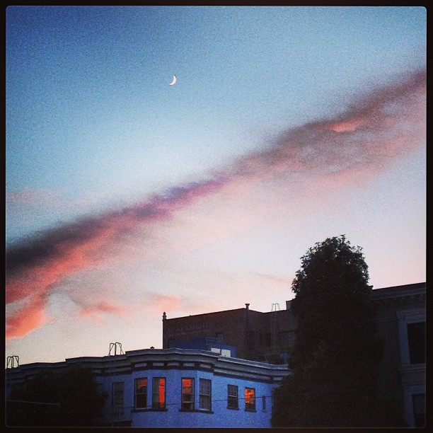 dusk moon and sky